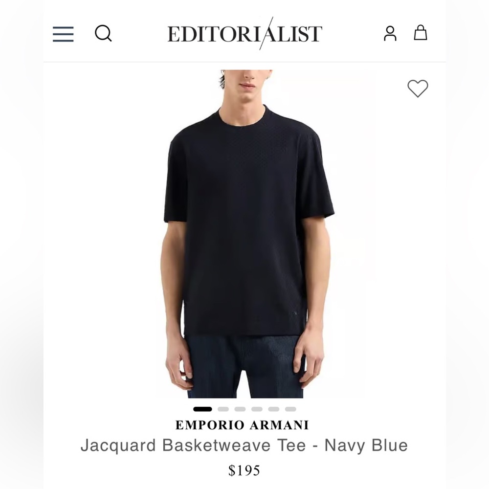 EMPORIO ARMANI
Jacquard Basketweave Tee - Navy Blue